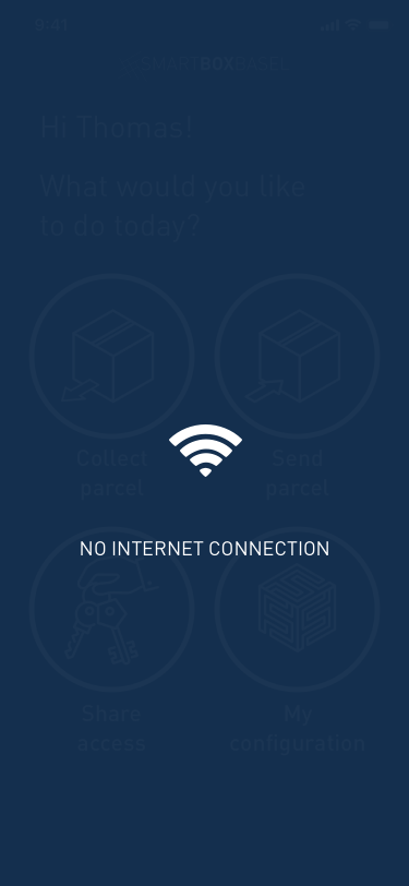 No internet connection error message